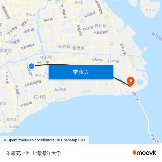 乐康苑 to 上海海洋大学 map