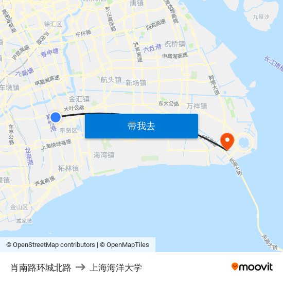 肖南路环城北路 to 上海海洋大学 map