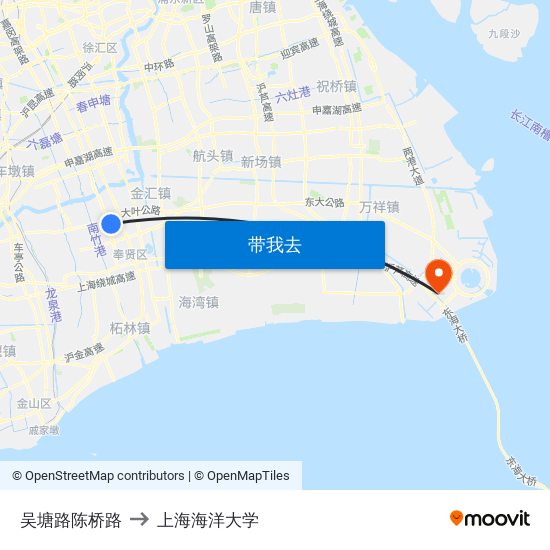 吴塘路陈桥路 to 上海海洋大学 map