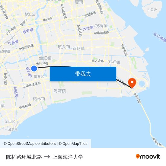 陈桥路环城北路 to 上海海洋大学 map