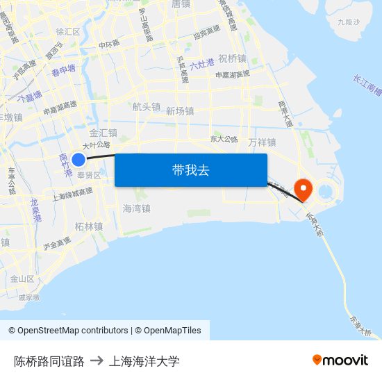 陈桥路同谊路 to 上海海洋大学 map