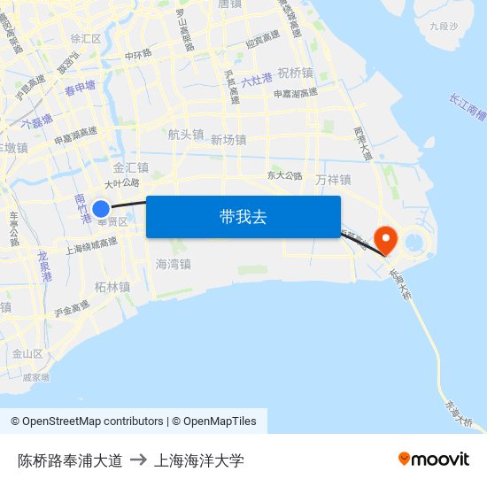 陈桥路奉浦大道 to 上海海洋大学 map