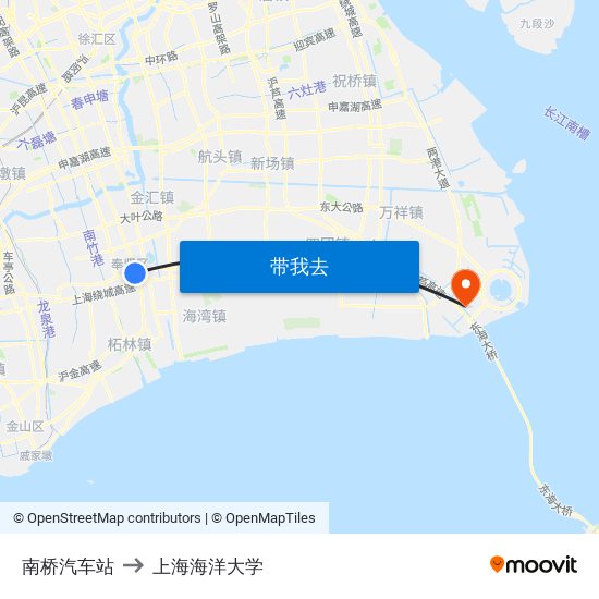 南桥汽车站 to 上海海洋大学 map