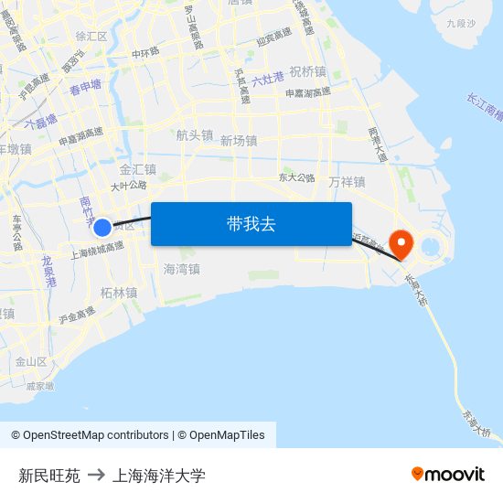 新民旺苑 to 上海海洋大学 map