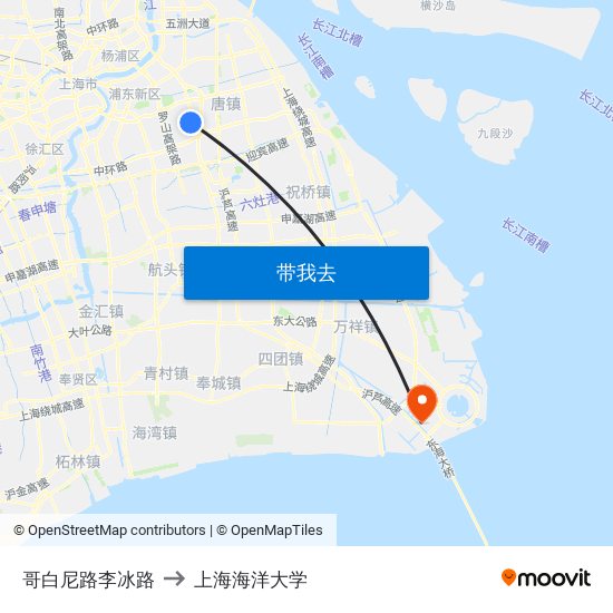 哥白尼路李冰路 to 上海海洋大学 map
