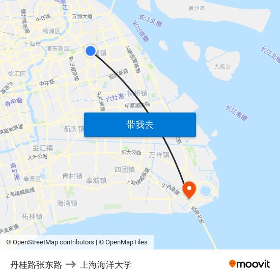 丹桂路张东路 to 上海海洋大学 map