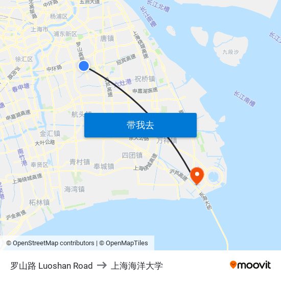 罗山路 Luoshan Road to 上海海洋大学 map
