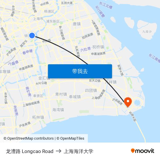 龙漕路 Longcao Road to 上海海洋大学 map