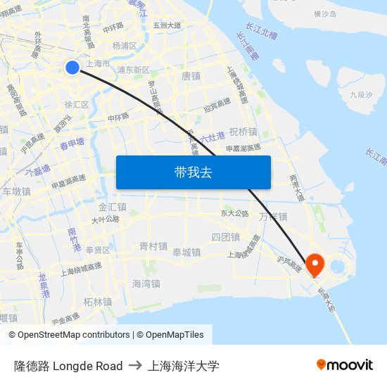 隆德路 Longde Road to 上海海洋大学 map