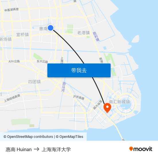 惠南 Huinan to 上海海洋大学 map
