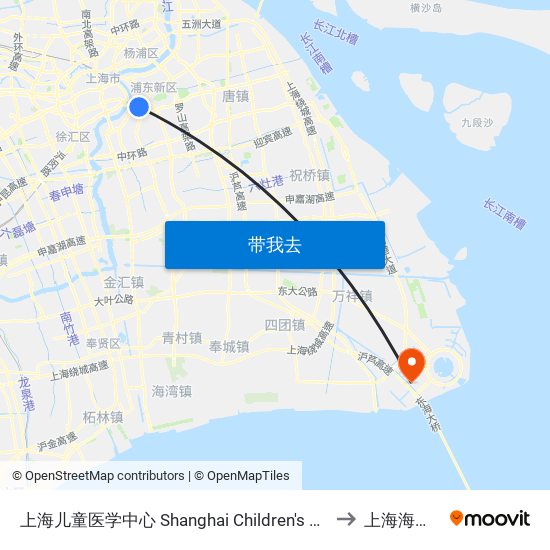 上海儿童医学中心 Shanghai Children's Medical Center to 上海海洋大学 map
