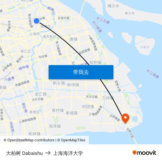 大柏树 Dabaishu to 上海海洋大学 map