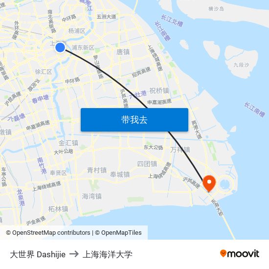 大世界 Dashijie to 上海海洋大学 map