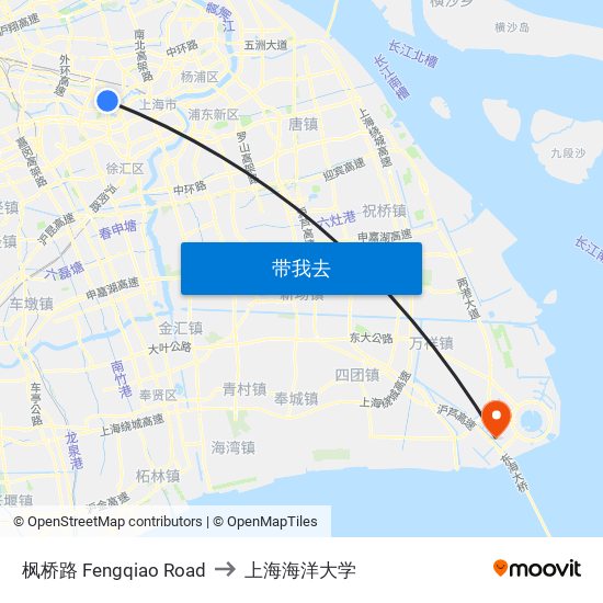 枫桥路 Fengqiao Road to 上海海洋大学 map