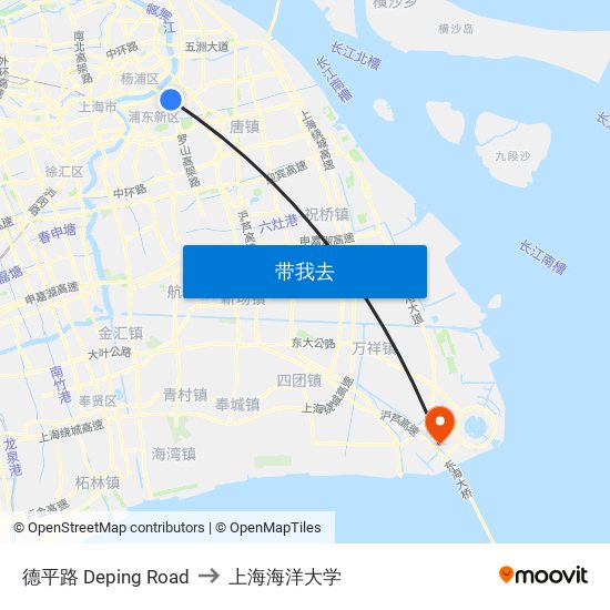 德平路 Deping Road to 上海海洋大学 map