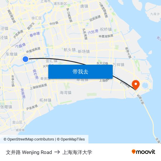 文井路 Wenjing Road to 上海海洋大学 map