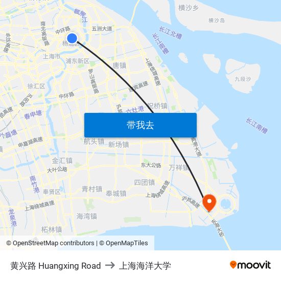 黄兴路 Huangxing Road to 上海海洋大学 map