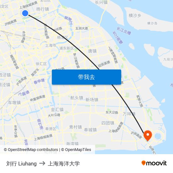 刘行 Liuhang to 上海海洋大学 map