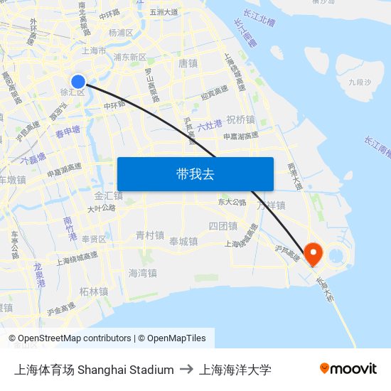 上海体育场 Shanghai Stadium to 上海海洋大学 map