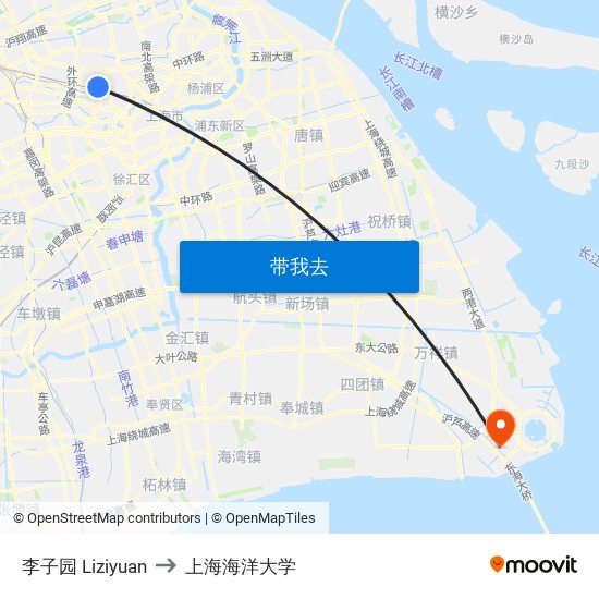 李子园 Liziyuan to 上海海洋大学 map