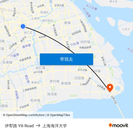 伊犁路 Yili Road to 上海海洋大学 map
