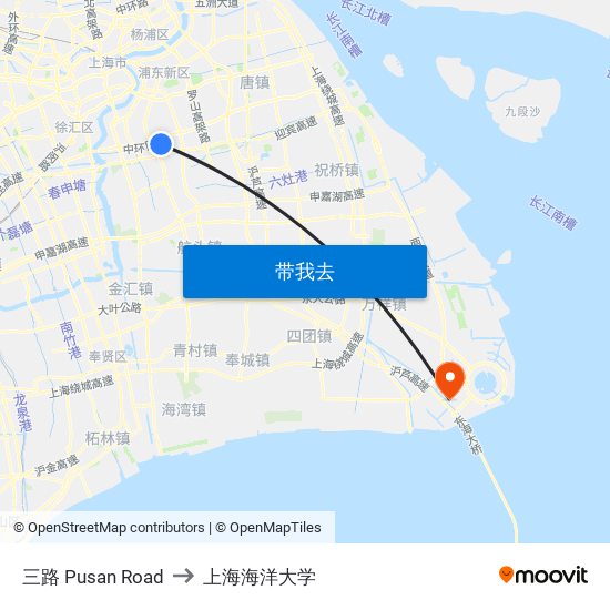 三路 Pusan Road to 上海海洋大学 map