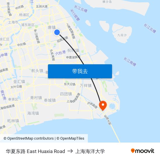 华夏东路 East Huaxia Road to 上海海洋大学 map