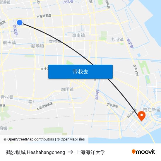 鹤沙航城 Heshahangcheng to 上海海洋大学 map