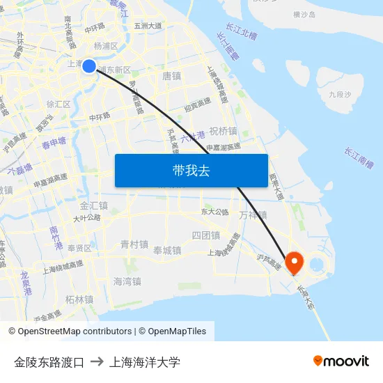 金陵东路渡口 to 上海海洋大学 map
