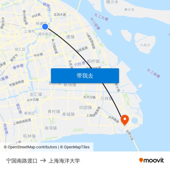 宁国南路渡口 to 上海海洋大学 map