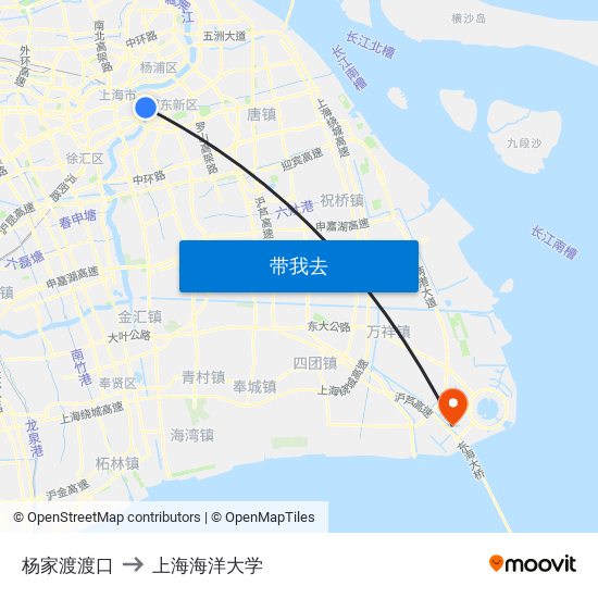 杨家渡渡口 to 上海海洋大学 map
