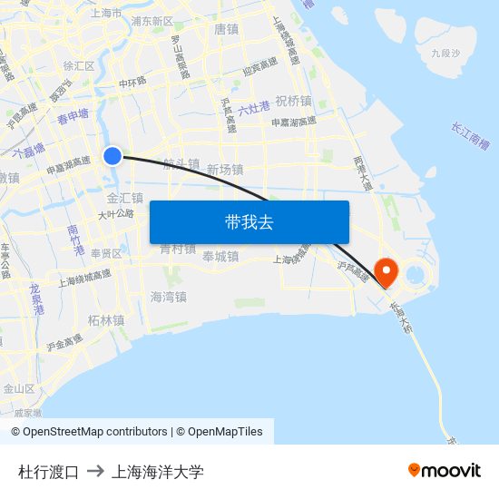 杜行渡口 to 上海海洋大学 map