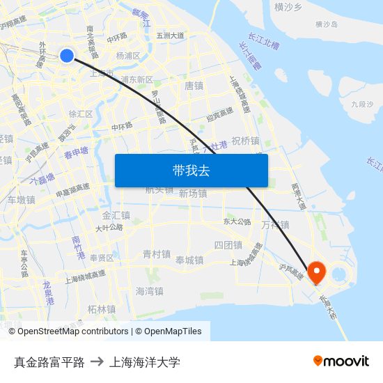 真金路富平路 to 上海海洋大学 map
