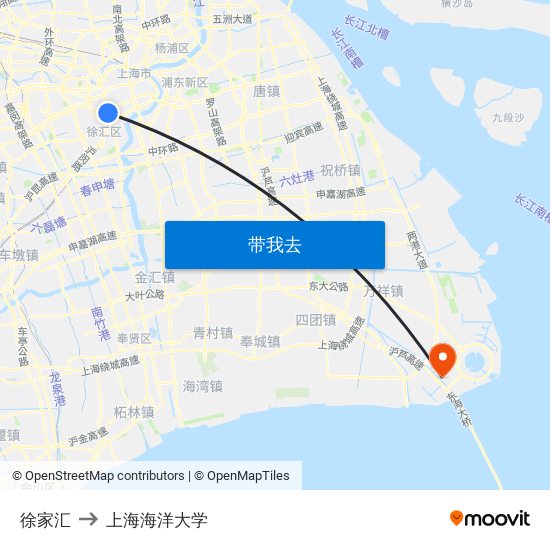 徐家汇 to 上海海洋大学 map