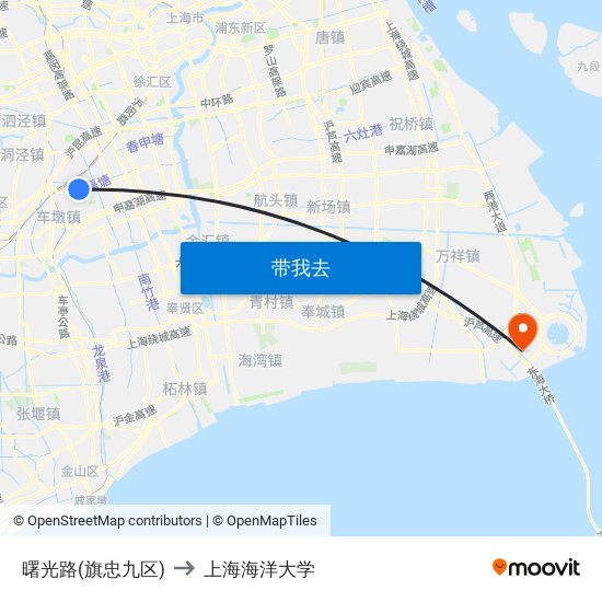 曙光路(旗忠九区) to 上海海洋大学 map