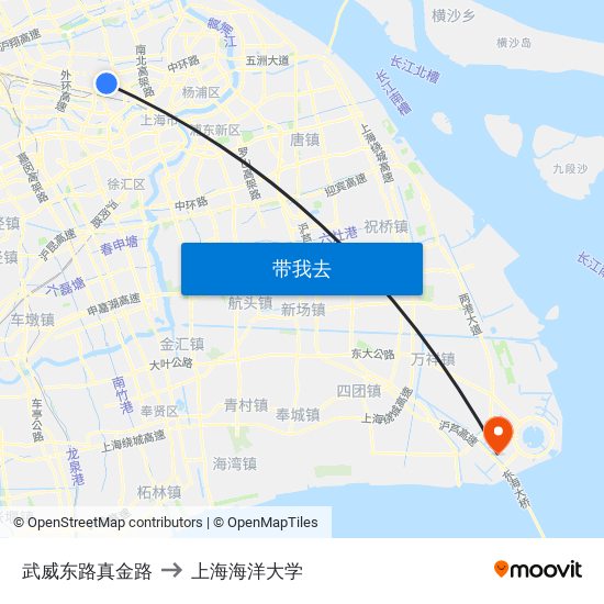 武威东路真金路 to 上海海洋大学 map