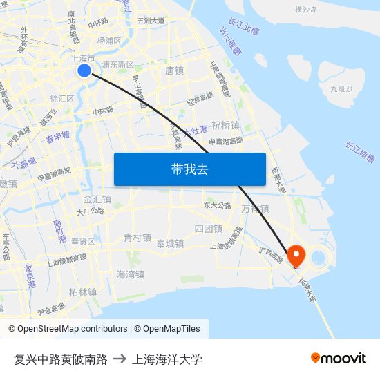 复兴中路黄陂南路 to 上海海洋大学 map