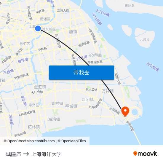 城隍庙 to 上海海洋大学 map