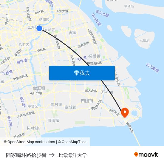 陆家嘴环路拾步街 to 上海海洋大学 map