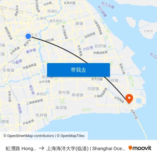虹漕路 Hongcao Road to 上海海洋大学(临港) | Shanghai Ocean University(Lingang) map