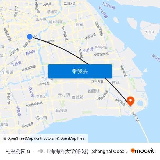 桂林公园 Guilin Park to 上海海洋大学(临港) | Shanghai Ocean University(Lingang) map