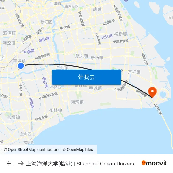 车墩 to 上海海洋大学(临港) | Shanghai Ocean University(Lingang) map