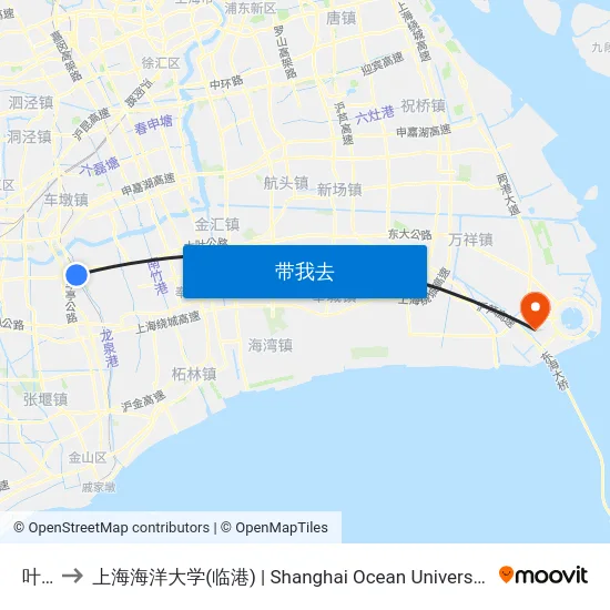 叶榭 to 上海海洋大学(临港) | Shanghai Ocean University(Lingang) map