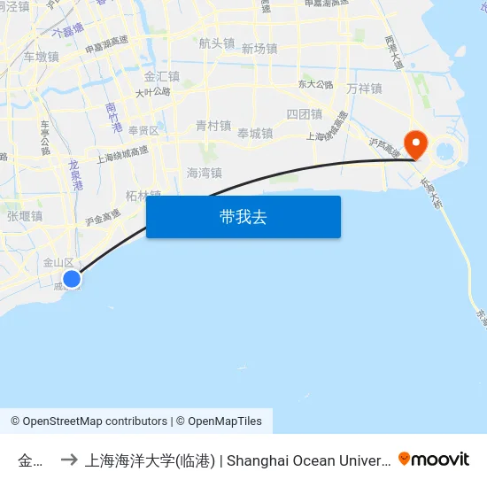 金山卫 to 上海海洋大学(临港) | Shanghai Ocean University(Lingang) map