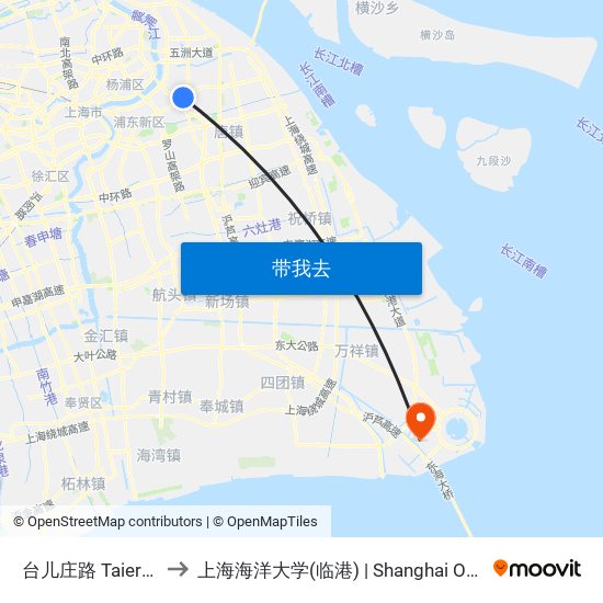 台儿庄路 Taierzhuang Road to 上海海洋大学(临港) | Shanghai Ocean University(Lingang) map
