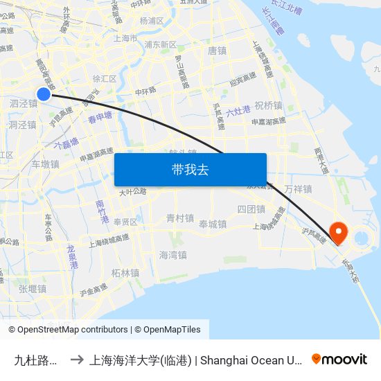 九杜路越联路 to 上海海洋大学(临港) | Shanghai Ocean University(Lingang) map