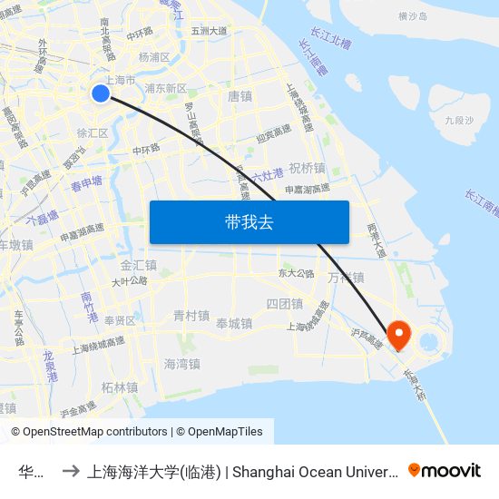 华山路 to 上海海洋大学(临港) | Shanghai Ocean University(Lingang) map