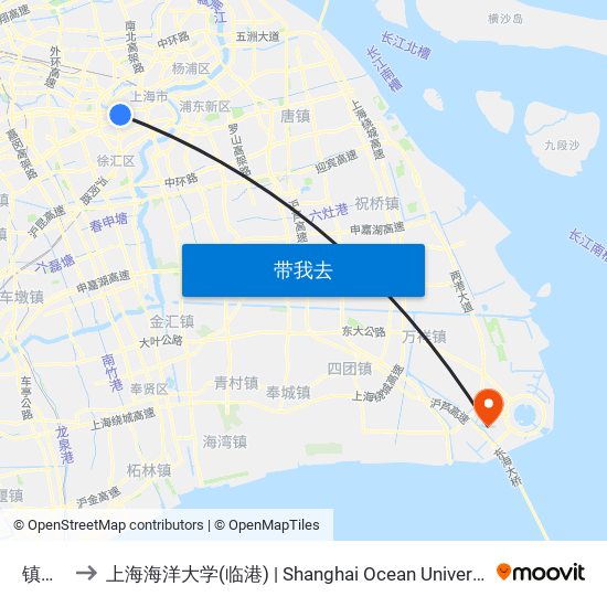 镇宁路 to 上海海洋大学(临港) | Shanghai Ocean University(Lingang) map