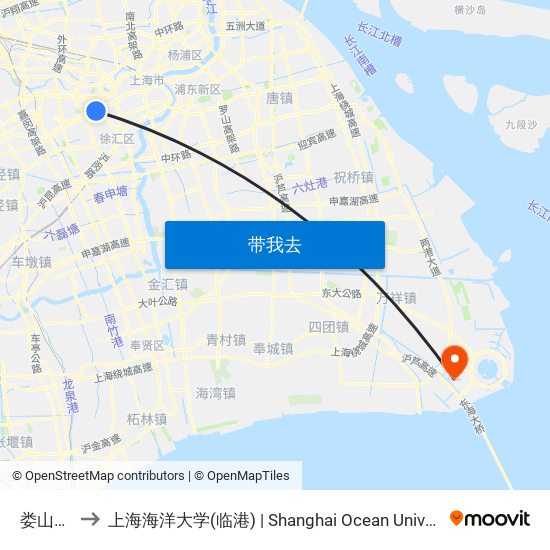 娄山关路 to 上海海洋大学(临港) | Shanghai Ocean University(Lingang) map