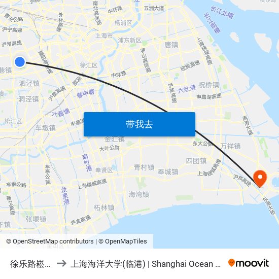 徐乐路崧泽大道 to 上海海洋大学(临港) | Shanghai Ocean University(Lingang) map